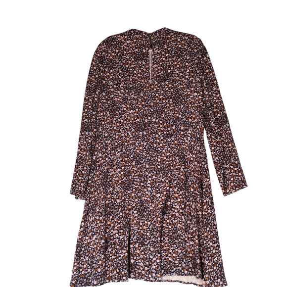 Loft Dress Womens 14 Blue White Pink Floral High Neck Long Sleeve Career Boho - Picture 4 of 10